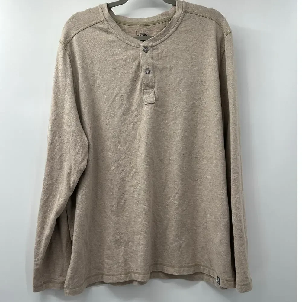 The North‎ Face Men's Cooperwood Tan Long Sleeve Henley Shirt – Size XXL